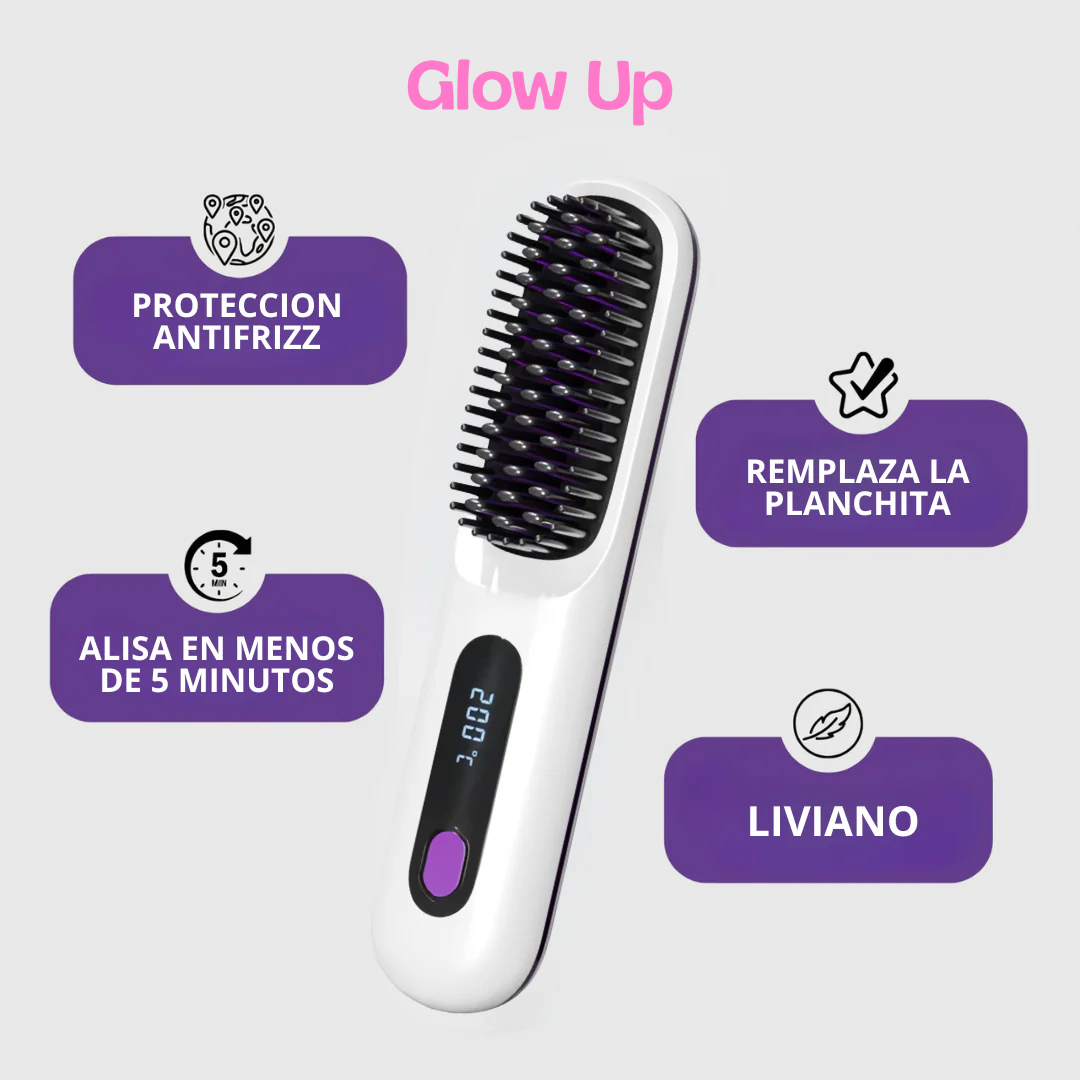 Glow Brush Pro™ — Peine Alisador Portátil Inalámbrico Anti-Frizz